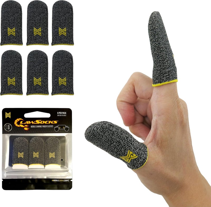MOBILEGAMINGCORPS MGC ClawSocks 6 Pack Silver, Gamer Finger & Thumb Sleeves, Protector/Stabilizer/Compression Support, Breathable. Combats Sweat & Oil for Improved Game Play. - Image 1